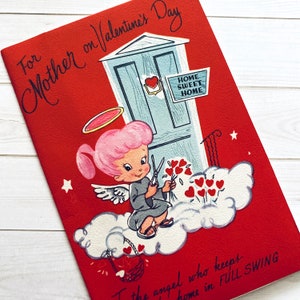 Vintage Valentine Card - Unused - Vintage Rust Craft Greeting Card, Vintage Girl Card, Unused Valentine Ephemera, Mother Card Mom Angel Card