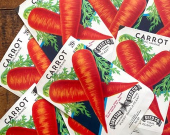 Vintage Vegetable Seed Packets EMPTY - Carrot - Set of 4 - Vintage Ephemera, Junk Journal Ephemera, Craft Supplies, EMPTY Seed Packs