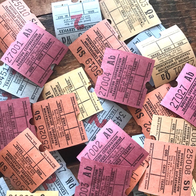 vintage british bus tickets set of 20 vintage tickets etsy