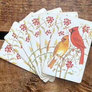 Naipes de pájaros vintage - Juego de 6 - Tarjetas de naturaleza Audubon, naipes antiguos de cardenales, papel efímero para scrapbooking, diario basura, materiales para manualidades