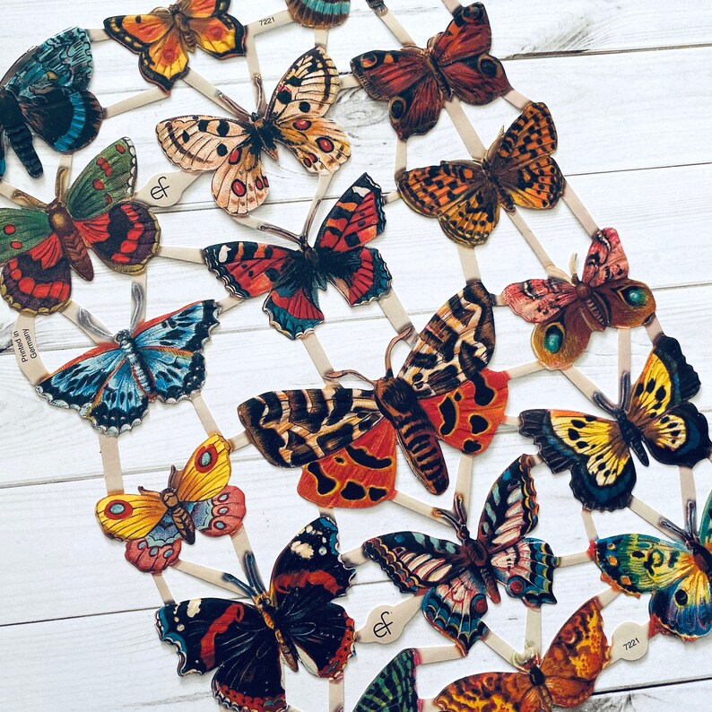 German Scraps Butterflies Die Cuts, Cut Outs, Reproduction, Vintage Style, Vintage Inspired, Paper Ephemera, Vintage Butterflies, Insect image 1