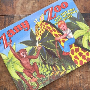 Vintage Coloring Book - Unused, Uncut, Vintage Sticker Book, 1950s Saalfield Book, Vintage Children&#39;s Book, Paper Ephemera, Animal Book