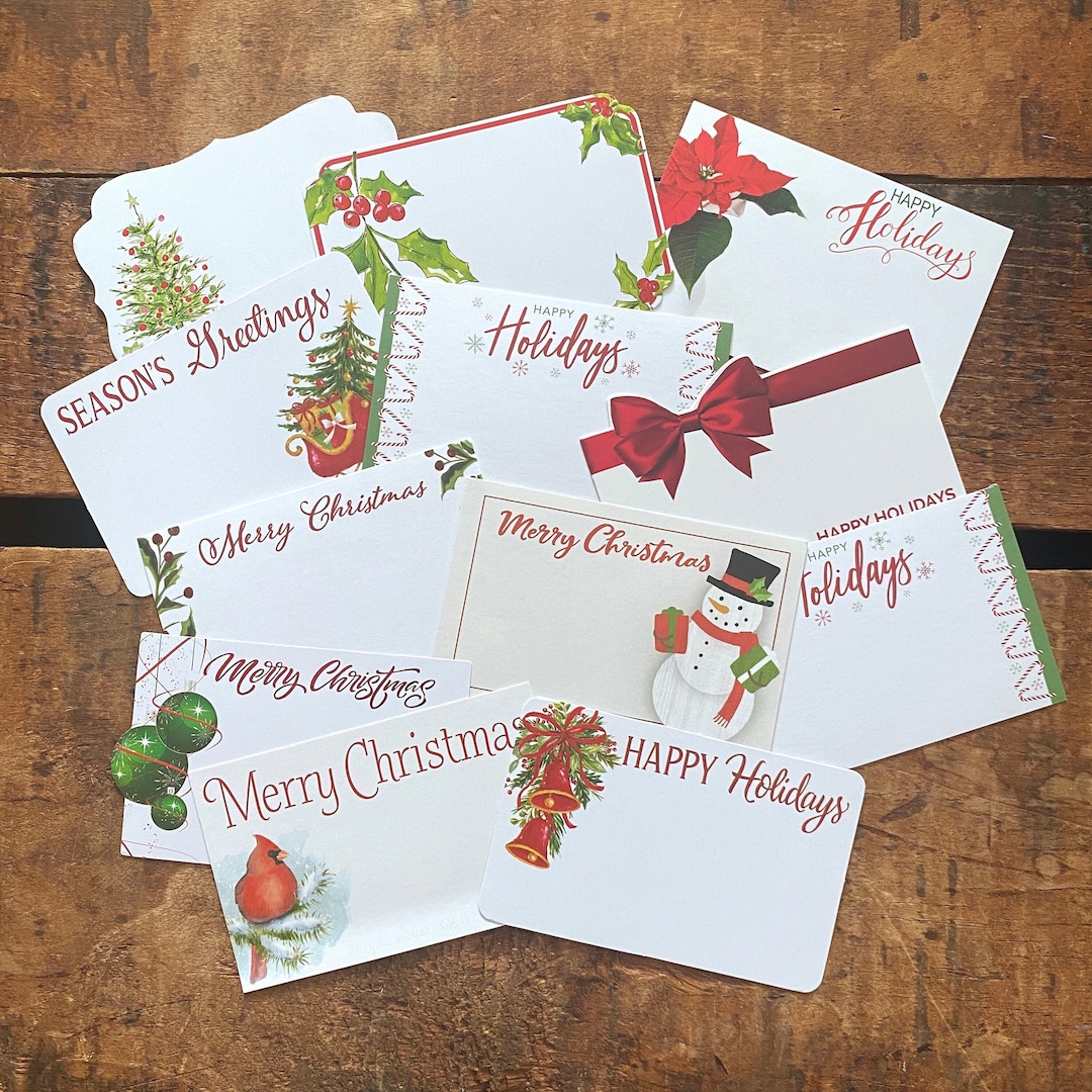 Holiday Florist Cards Assorted Set of 12 Paper Ephemera, Junk Journal