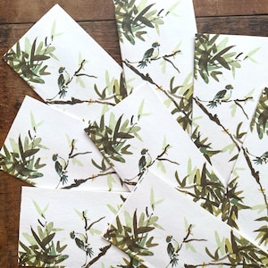 Vintage Unused Bird Tally Cards - Set of 8 - Junk Journal, Paper Ephemera, Craft Supplies, Hytone Bridge Tallies, Nature Tree