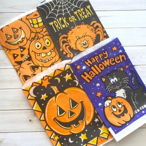 Vintage Halloween Candy Treat Bags: Assorted Set of 4