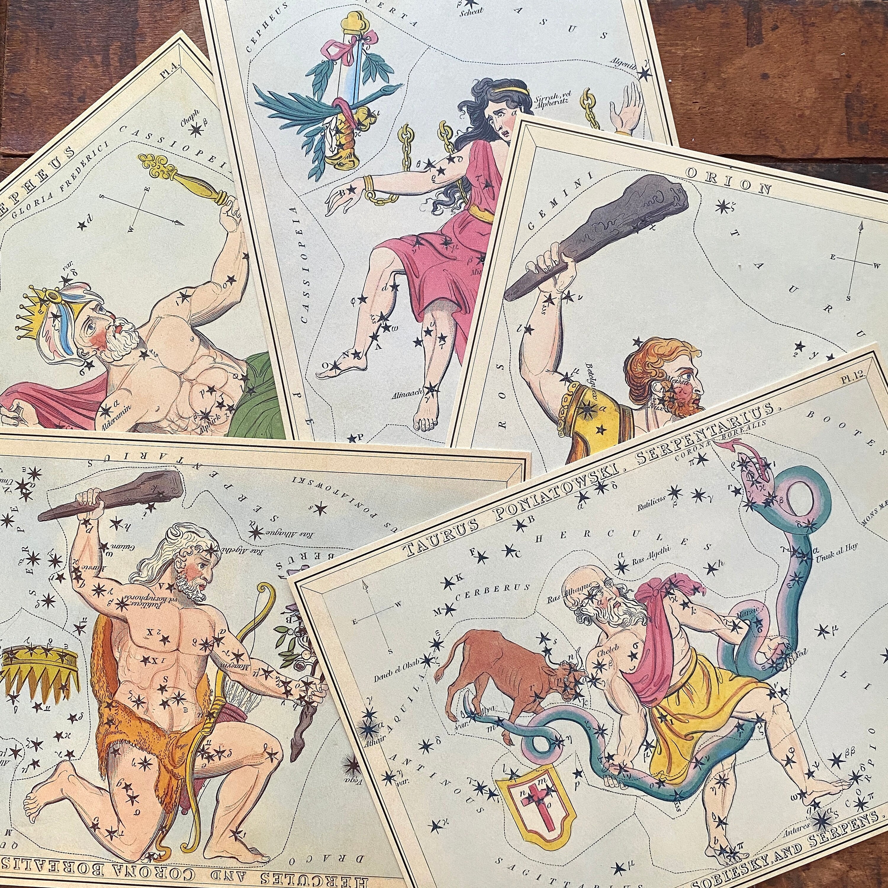 Vintage Constellation Card - Choose Design - Outer Space, Stars, Junk Journal Cards, Paper Ephemera, Astronomy, Zodiac Sign, Print Horoscope