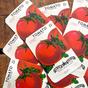 paquets de graines de légumes vintage vides - tomate - lot de 4 - éphémères vintage, éphémères de journal indésirable, fournitures créatives, paquets de graines vides