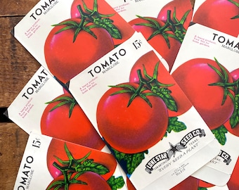 Vintage Vegetable Seed Packets EMPTY - Tomato - Set of 4 - Vintage Ephemera, Junk Journal Ephemera, Craft Supplies, EMPTY Seed Packs