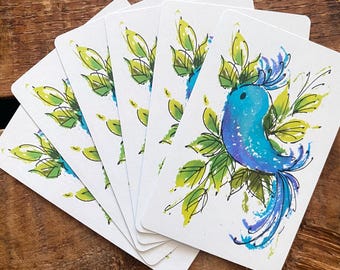 Vintage Kitsch Bluebird Playing Cards - Set of 6