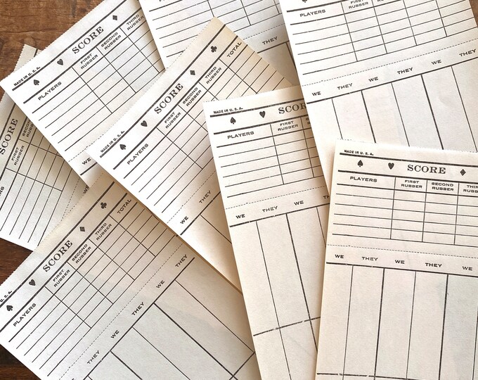 Vintage Bridge Score Pages - 12 Sheets - Mixed Media Paper Pack ...