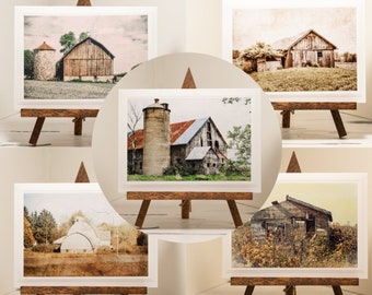 Set of 5 Digital Files Farmhouse Style Variety Pack of Wall Art Prints Barns Country Wall Decor