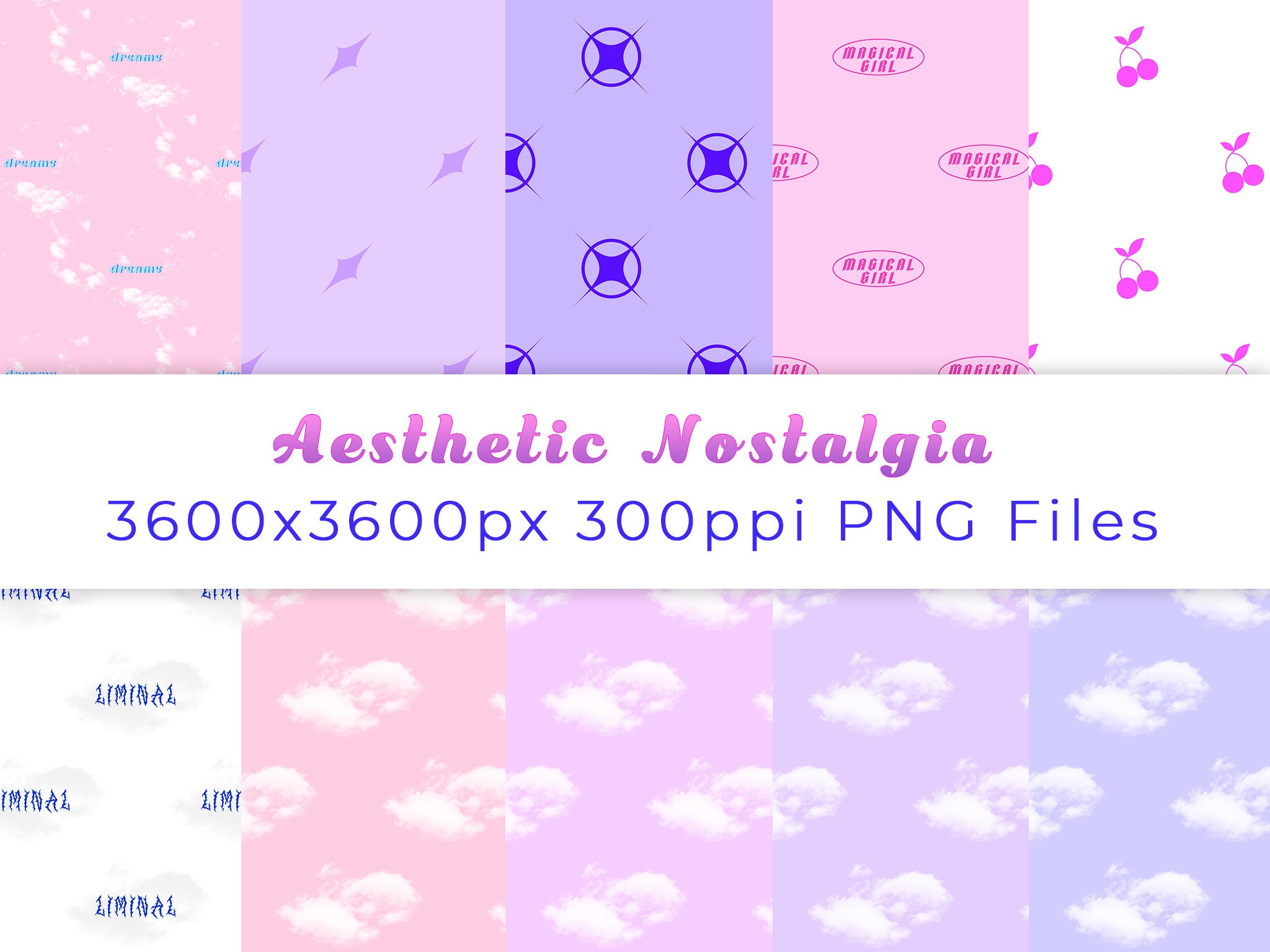 Aesthetic Nostalgia Seamless Patterns Digital Paper