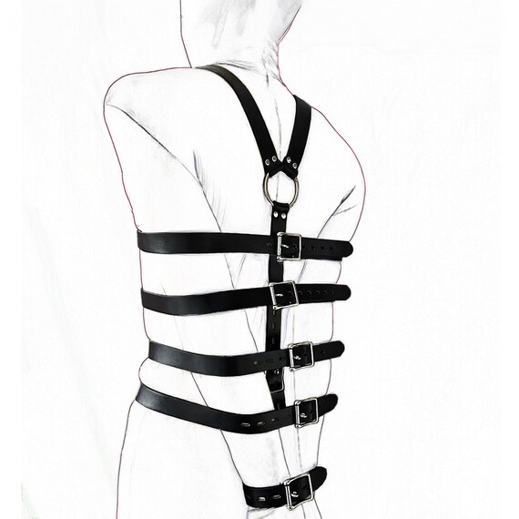 Vegan Leather BDSM Harness: Adjustable Body Restriction Gear  display picture 1