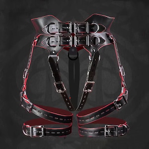 Adjustable leather restraint belt - waist belt features D-rings for sensual stimulation (can hold the health accessories)