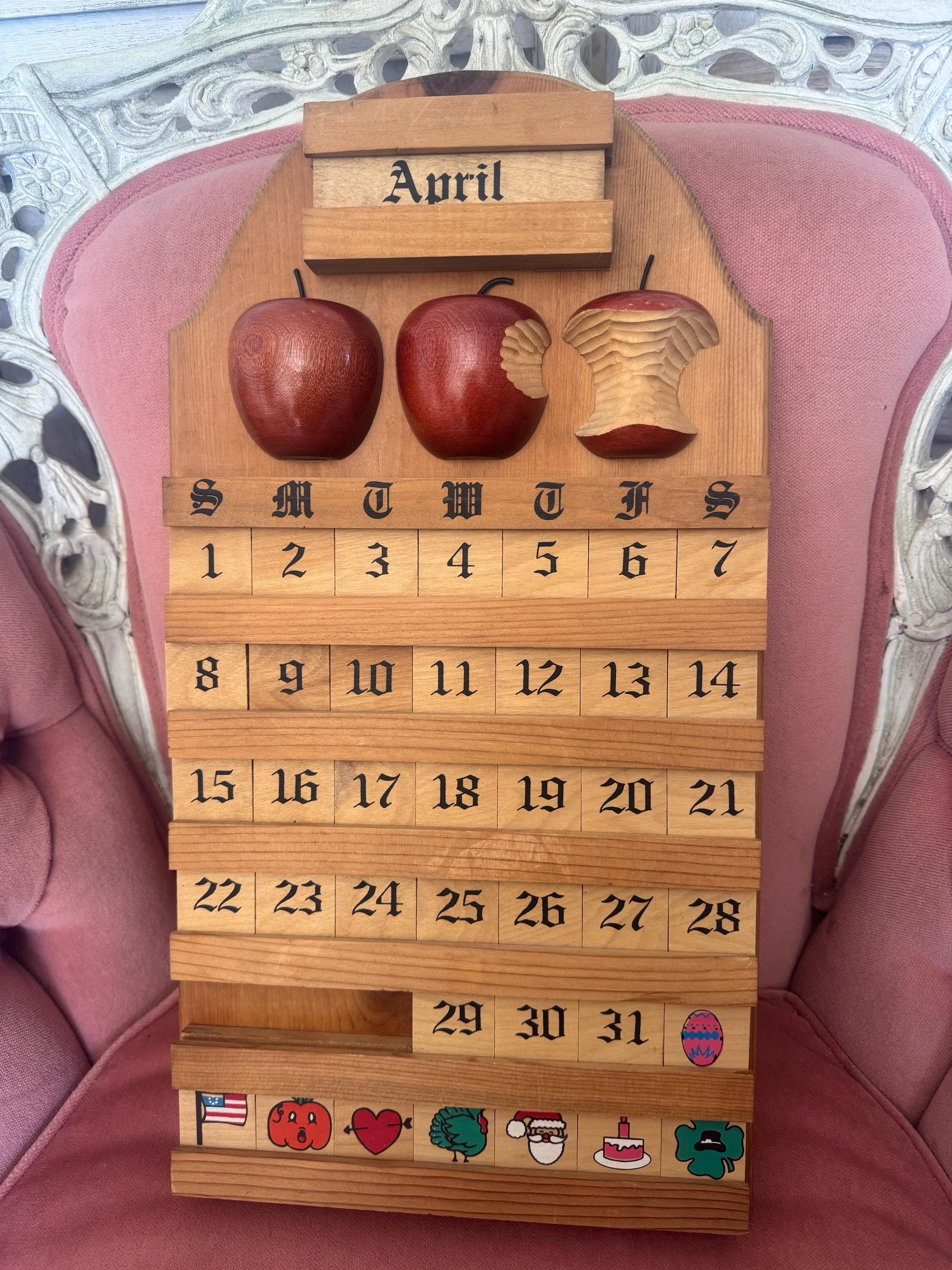 Vintage wooden perpetual calendar - Etsy 日本