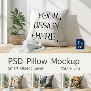 Maquette d'oreiller blanc, maquette de coussin, photo en stock, maquette de cadeau, sublimation de maquette, téléchargement numérique, objet intelligent, PSD JPG