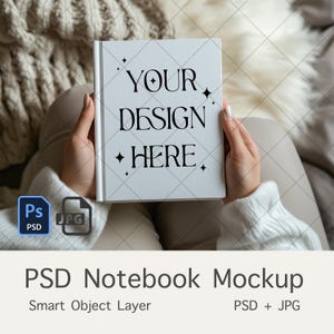 PSD White Notebook Mockup, Journal Mockup, Hardcover Notebook MockUp, Planner Mockup, Mockup Sublimation, Photoshop Smart Object, JPG PSD