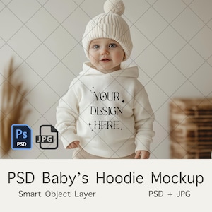 Kid&#39;s Hoodie PSD Mockup, Baby&#39;s Sweatshirt PSD Mockup, Kids Clothing, Baby&#39;s Hoodie Template, Baby Clothing MOCKUP, Digital Download, jpg