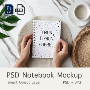 PSD White Notebook Mockup, Spiral Journal Mockup, Stock photo MockUp, Planner Mockup, Mockup Sublimation, Photoshop Smart Object ,JPG PSD