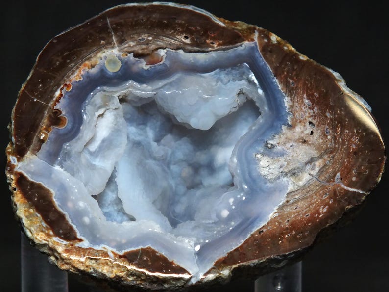 Blue Agate Geode With Acrylic Display Stand - Dugway Utah - Etsy
