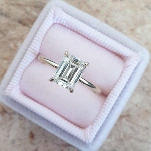 14K Solid Yellow Gold Solitaire Ring, 2.5 CT Emerald Cut Colorless Moissanite Engagement Ring, Solitaire Ring, Emerald Cut Wedding Ring