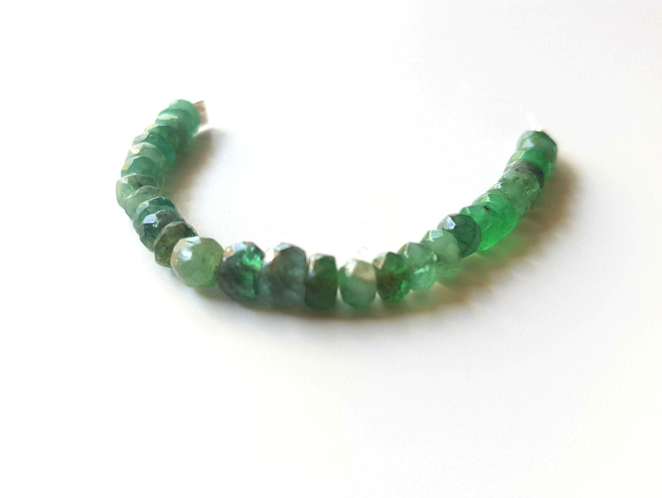 Natural Emerald 4mm*5mm Beads Free Shipping 20 loose FACETED Roundel 