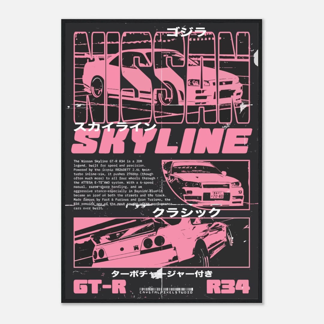 Nissan Skyline GT-R R34 | Poster | Digital Print | Nissan | Skyline ...