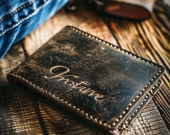 Portafoglio vintage personalizzato, portafoglio con nome personalizzato, portafoglio con testo personalizzato