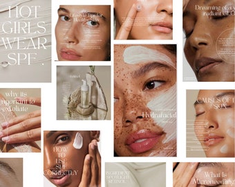 500 Skincare Instagram Templates | Esthetician Instagram Template | Dermatologist Templates | Skincare Social Media Skincare Posts Instagram