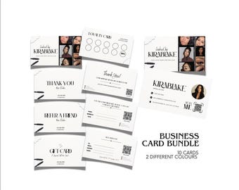 Minimalist Business Card Design Bundle Lash Tech Business Card Template Esthetician QR Code Card Loyalty Card Referral Card Canva