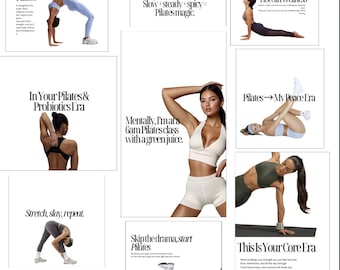 Pilates Instagram Templates: 200+ Customizable Posts & Stories (Canva Editable Digital Download