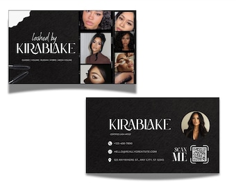 Lash Business Card Template: QR Code, Editable Canva Design (Digital Download)