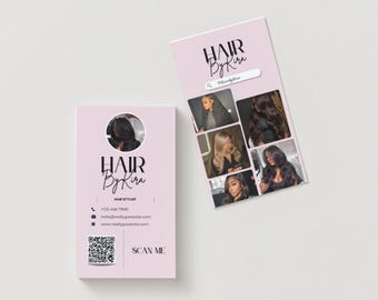 Canva Business Card Template: QR Code, Hair Stylist, Lash & Nail Tech (Digital Download)