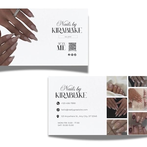 Nagel Visitenkarte Template Nail Tech Karte Business Nails Salon Card Nagel Künstler Visitenkarte Nail Canva Instagram Karte Business Nail QR
