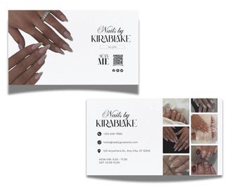 Modèle de carte de visite Nail Tech : salon, artiste, code QR Canva (téléchargement numérique)