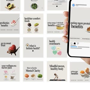 Wellness Instagram Templates: Health & Nutrition Posts (Canva Editable)