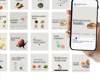 Wellness Instagram Templates: Health & Nutrition Posts (Canva Editable)