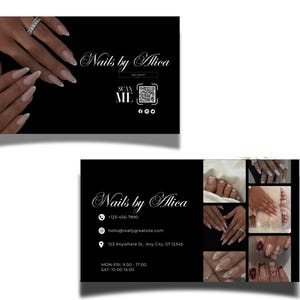 Nagel Visitenkarte Template Nail Tech Karte Business Nails Salon Card Nagel Künstler Visitenkarte Nail Canva Instagram Karte Business Nail QR