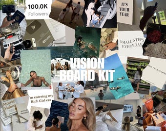 Vision Board Kit: Printable Manifestation Images, Canva Templates (Digital Download)