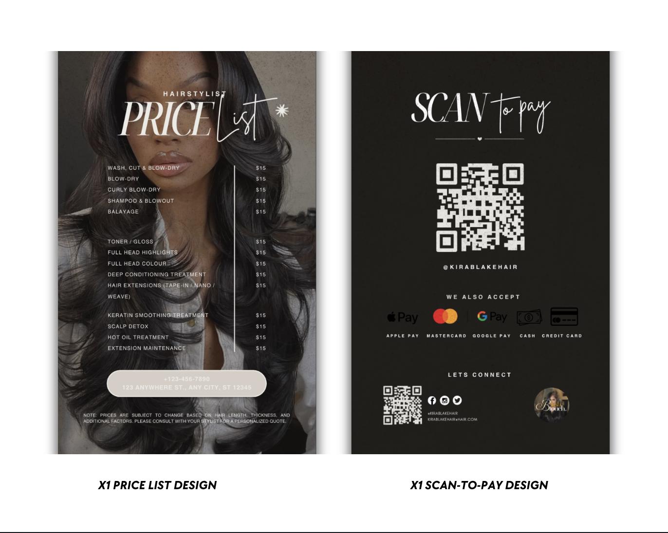 Editable Price List Template Canva: Beauty Salon Scan to Pay - Etsy