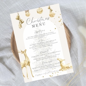 Szablon menu świątecznego | Wydrukuj menu świąteczne | Menu na imprezę świąteczną | Edytowalne pobieranie cyfrowe | Szablon świąteczny | Zaproszenie na kolację