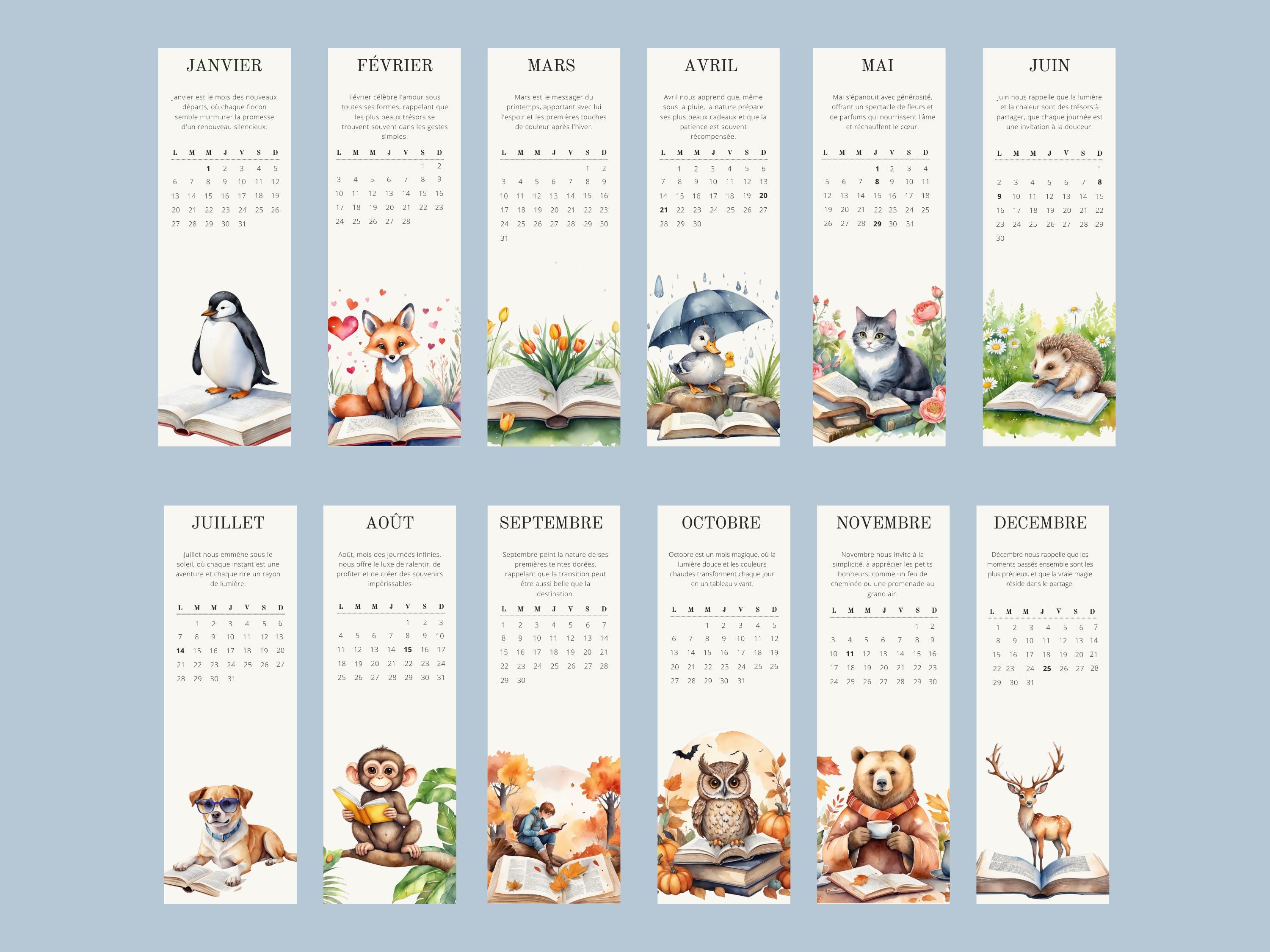Set of 12 2025 Printable, High Quality PDF and JPG Bookmarklets