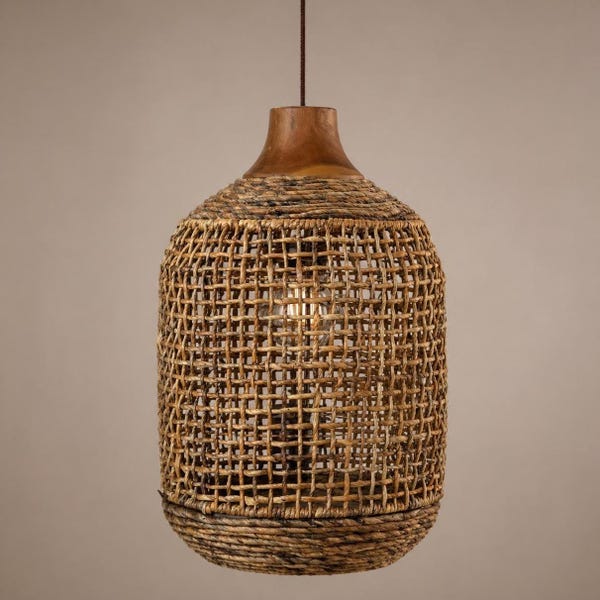 Banana Abaca Pendant Light – Sustainable, Organic Materials – Handwoven Pendant