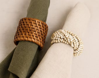 Portatovaglioli in rattan fatto a mano, porta tovaglioli Boho, decorazione naturale per la tavola