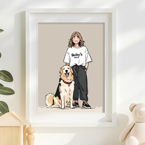 Capture the bond with custom portraits of you and your pet, Personalised Portrait, Custom Pet Portrait