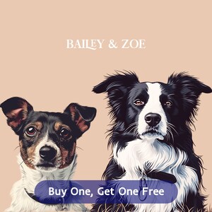 Custom Pet Portrait, multiple Pet Portrait, Dog Portrait, Pet Memorial, Portrait From Photo, Personalized Gift, cat and dog portraits