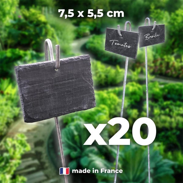 20 Slate Garden Labels (with stems) - 7.5 x 5.5 cm