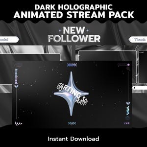 Dark Holographic Animated Stream Overlay Pack |  for Twitch, YouTube, OBS, and Streamlabs