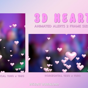 Twitch Alert Pink Heart, Animated Stream Overlay, Tiktok Stream| 2 frame size | Instant Download