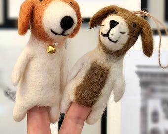 Felt Dog Finger Puppet: Handmade Waldorf Animal Toy